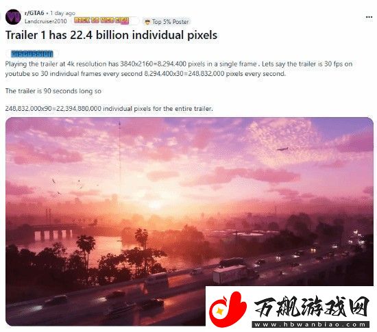 玩家算出GTA6预告有224亿个像素点