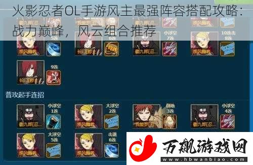 火影忍者OL手游风主最强阵容搭配攻略