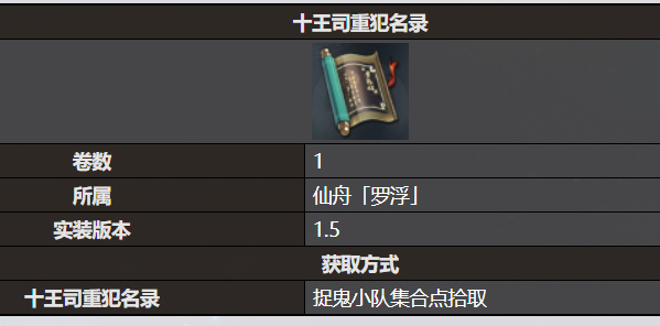 《星穹铁道》十王司重犯名录书籍收录