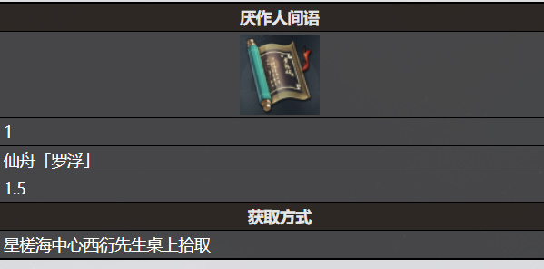《星穹铁道》厌作人间语书籍收录